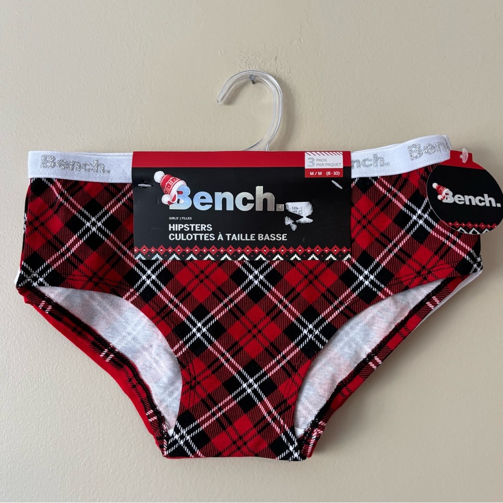 Bench Girl’s Red Plaid Hipster Underwear Pack of 3